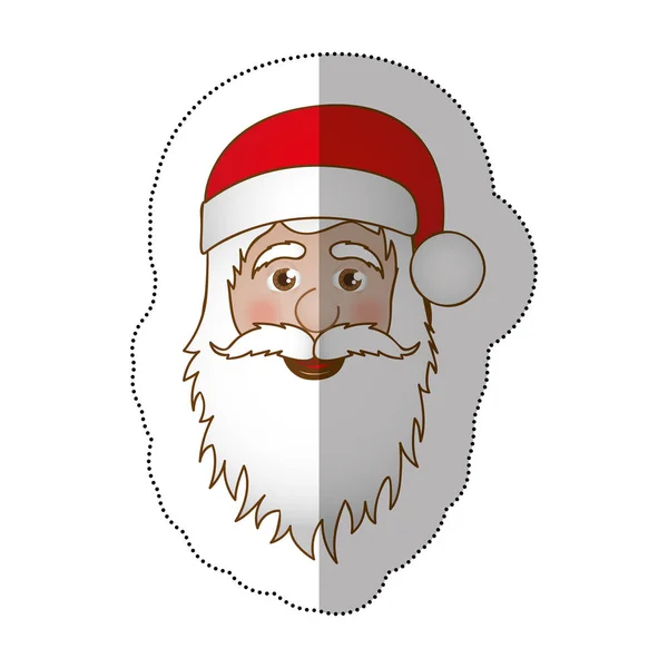 Aufkleber Gesicht Cartoon Weihnachtsmann Portrait-Ikone — Stockvektor
