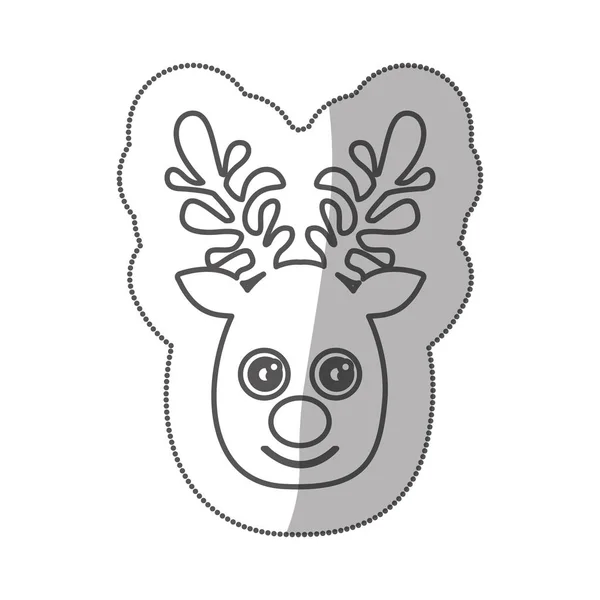 Samolepka siluety roztomilý tvář sobů zvíře — Stockový vektor
