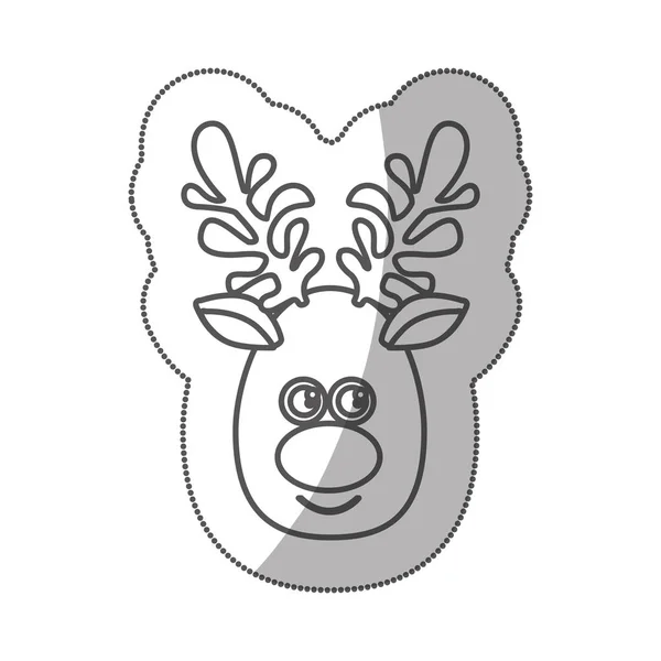 Adesivo silhueta desenho animado bonito rosto renas animal — Vetor de Stock