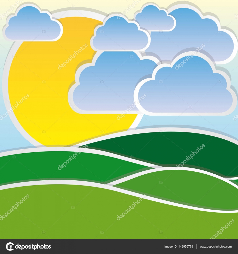 Sole con icona cloud e montagna di colore illustraction disegno vettoriale — Vettoriali di grgroupstock