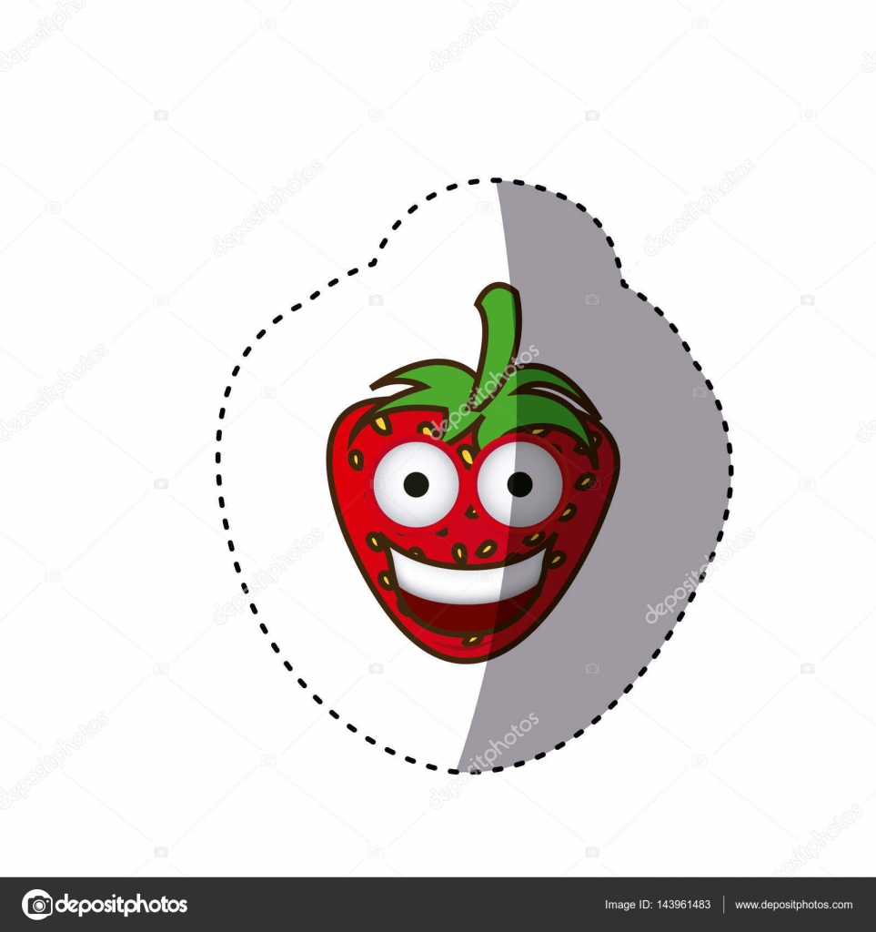 Icona felice di kawaii colorato frutta fragola disegno di illustrazione vettoriale — Vettoriali di grgroupstock