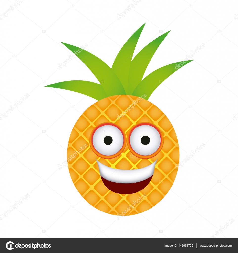 Farbe Kawaii Frucht Ananas glücklich Symbol - Vektorgrafik: lizenzfreie