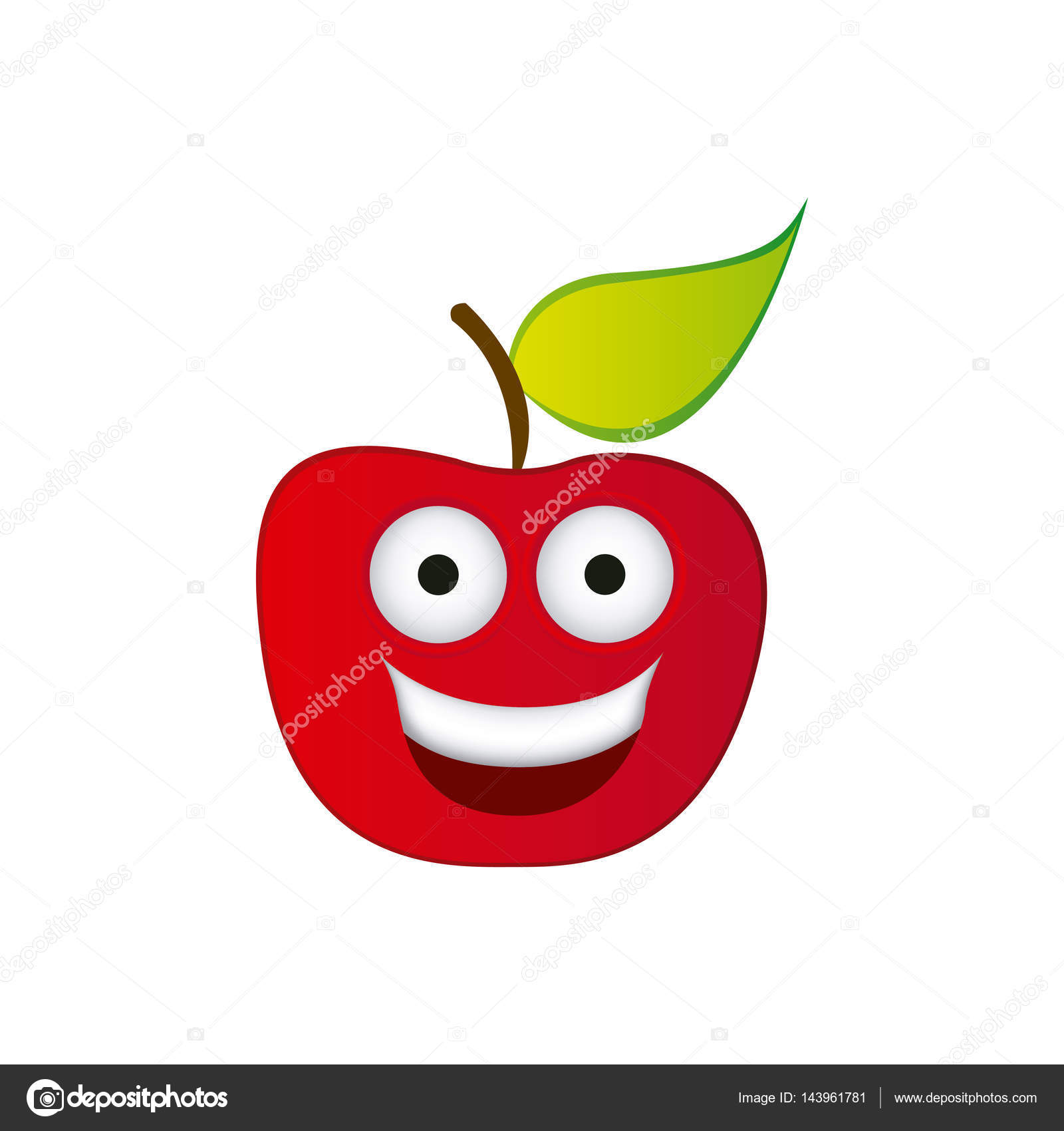 Icona felice del apple di frutta di colore rosso kawaii disegno di illustrazione vettoriale — Vettoriali di grgroupstock