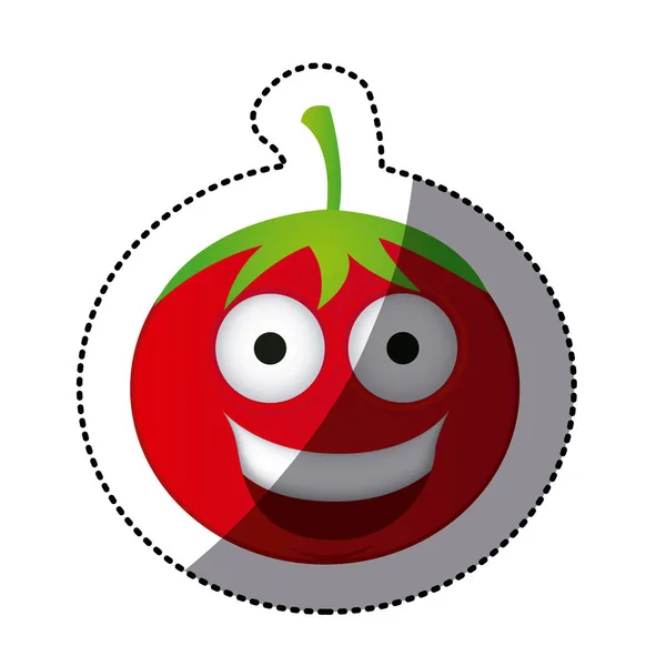 Farbe kawaii glücklich Tomaten-Symbol — Stockvektor
