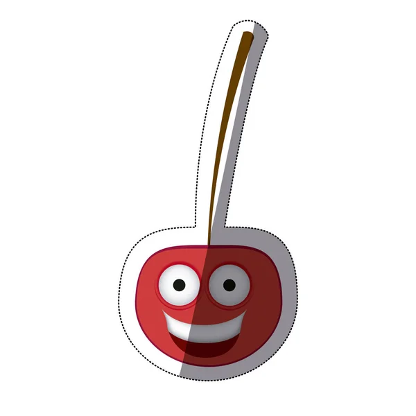 Rot kawaii happy cherry icon — Stockvektor