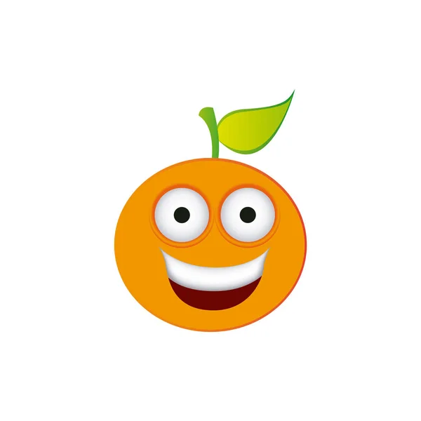 Ikon buah kawaii jeruk bahagia - Stok Vektor