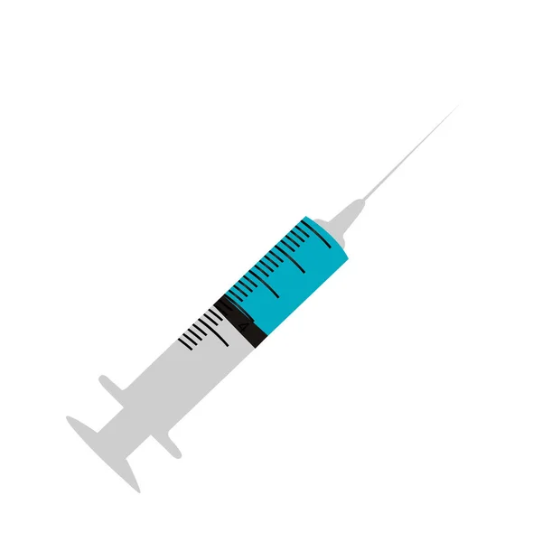 Sticker syringe with blue medicine icon — Stock Vector
