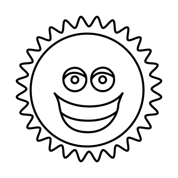 Figura pegatina feliz sol icono — Vector de stock