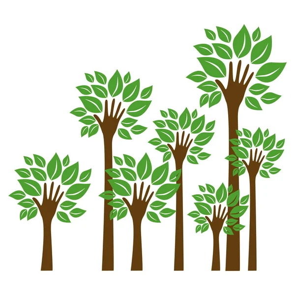 Trees with stem in form hand icon — Stock Vector