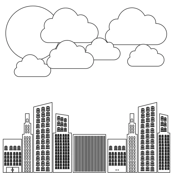 Figure construit avec nuage et icône soleil — Image vectorielle