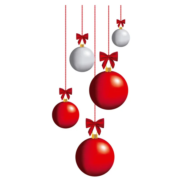 Kleur kerstballen opknoping pictogram — Stockvector