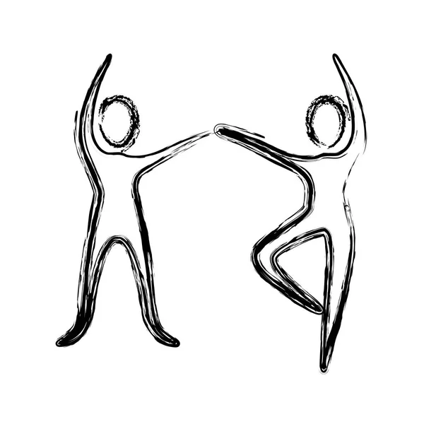 Persone di contorno praticare icona di danza — Vettoriale Stock