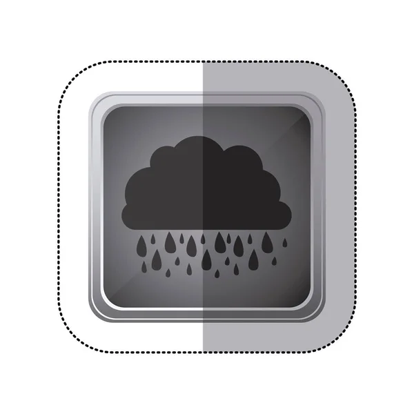 Matricás szürke négyzet gomb-val silhouette felhőben az eső — Stock Vector