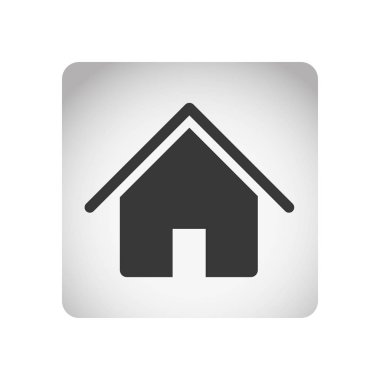 düz siluet ev simgesiyle tek renkli kare çerçeve