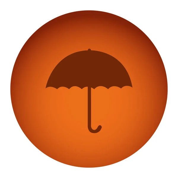 Cadre circulaire de couleur orange avec parapluie silhouette — Image vectorielle