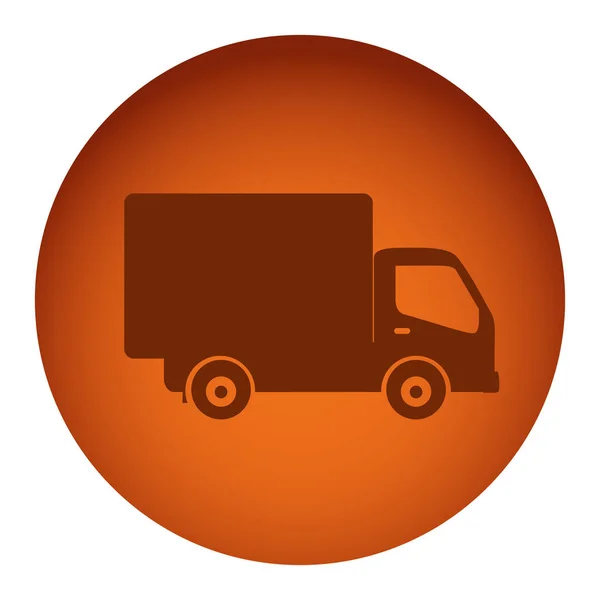 Orangefarbener Rundrahmen mit Silhouette Transport-LKW — Stockvektor