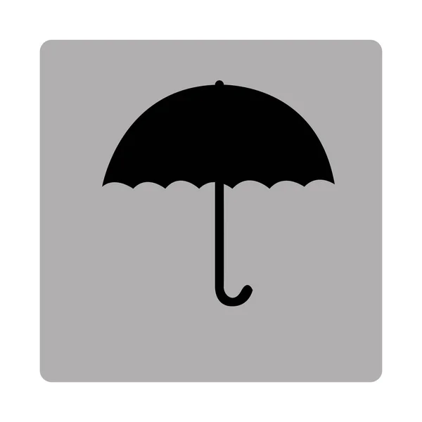 Grijze vierkante frame met silhouet paraplu — Stockvector
