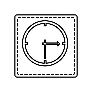 tek renkli kontür köşeli ve noktalı çizgi ile duvar saati