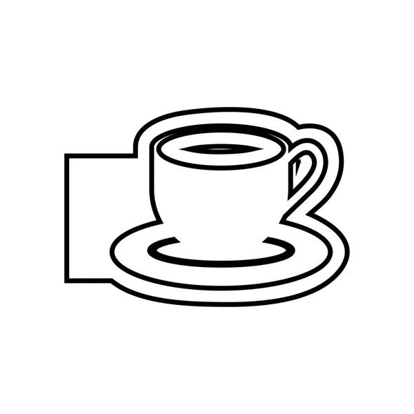 Emblema de contorno monocromático de xícara de café —  Vetores de Stock
