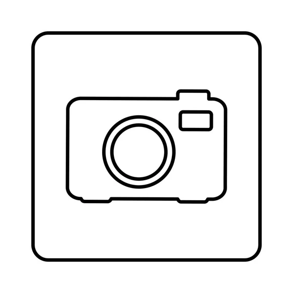 Quadrato di contorno monocromatico con icona della fotocamera analogica — Vettoriale Stock