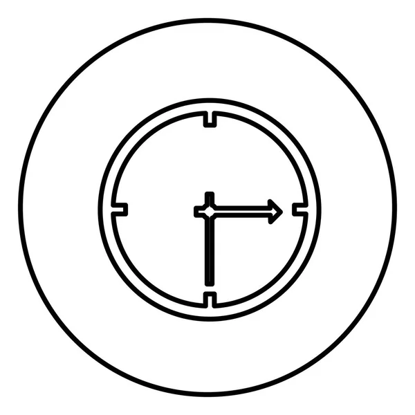 Moldura circular de contorno monocromático com relógio de parede —  Vetores de Stock