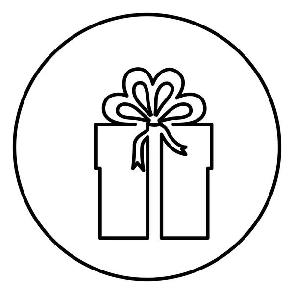 单色轮廓圆形框架与礼品盒 — 图库矢量图片
