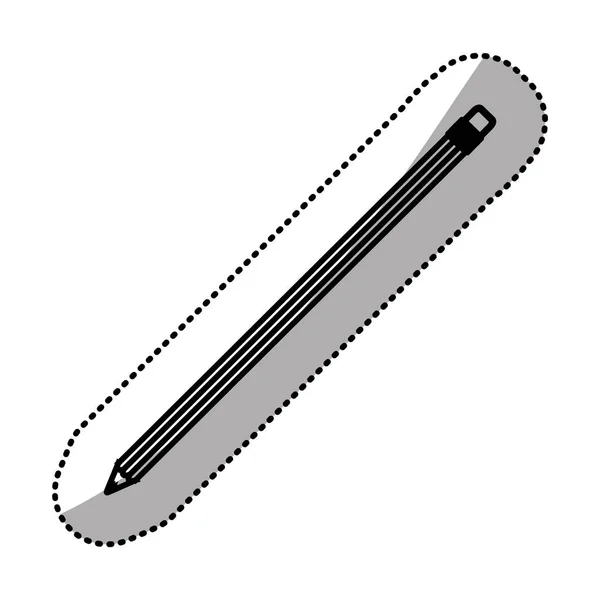 Монохромный силуэт наклейки карандаша с ластиком — стоковый вектор
