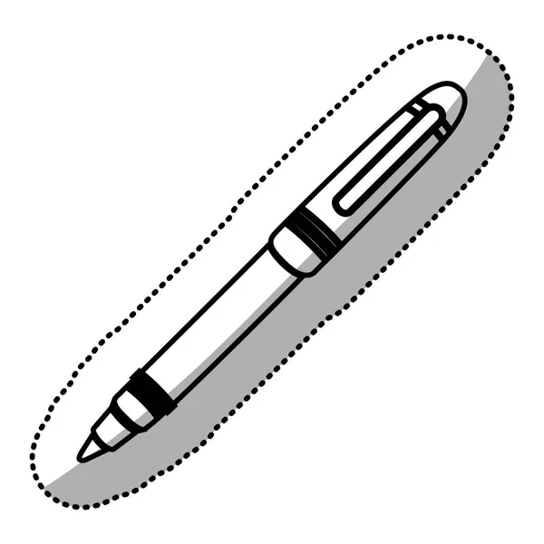 Monochrome sticker silhouette with pen — Stock Vector