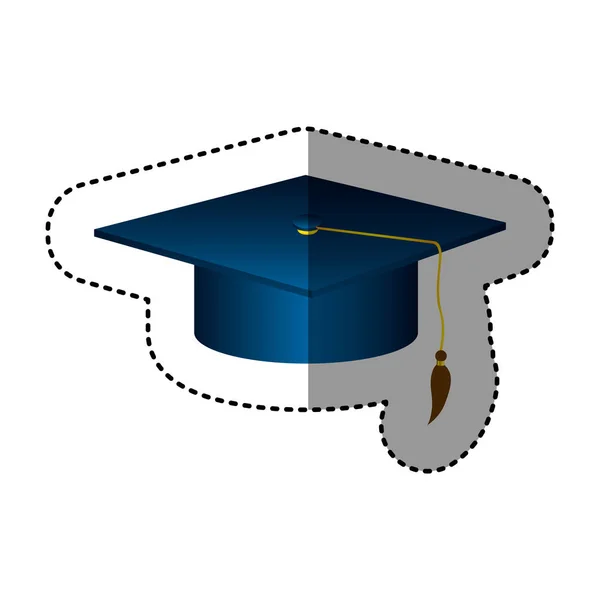 Etiket siluet koyu mavi mezuniyet şapka — Stok Vektör