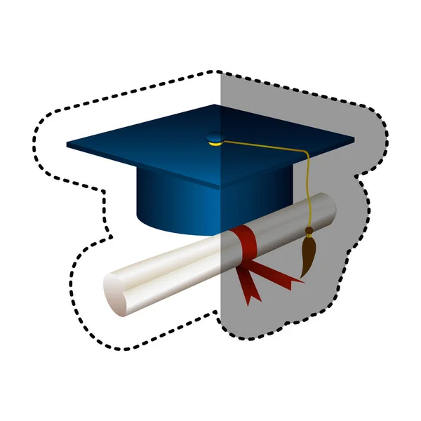 Autocollant silhouette graduation cap avec certificat — Image vectorielle