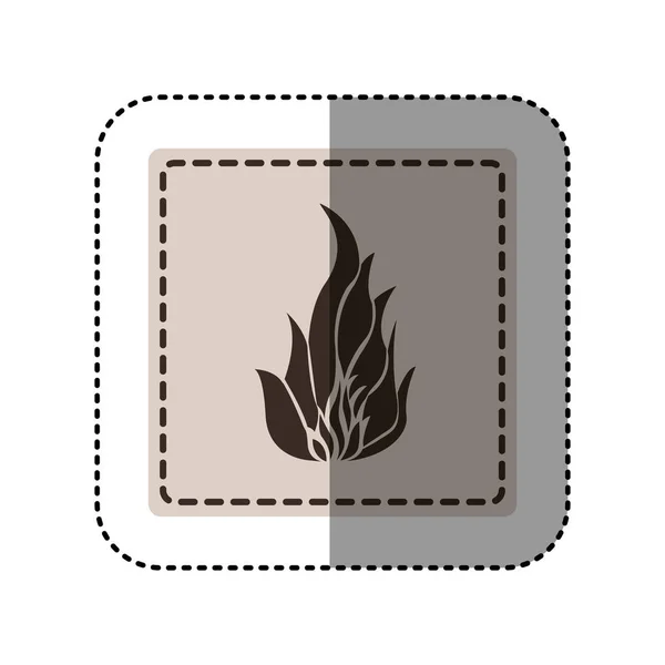 Sticker monochrome square with icon flame — Stock Vector