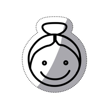 Kız yüzü olan tek renkli etiket siluet