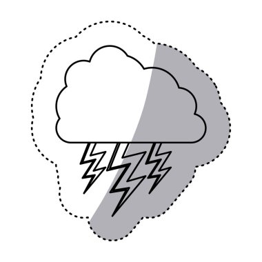 tek renkli kontur etiket bulut Lightning'ler ile