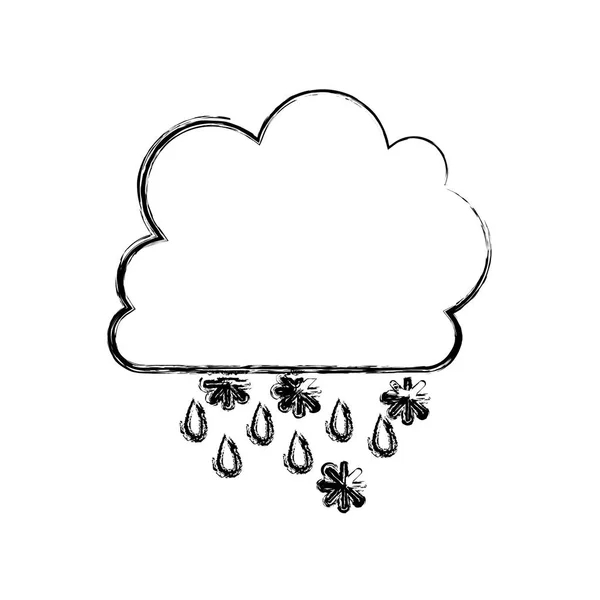 Монохромный размытый контур с кучей облаков с дождем — стоковый вектор