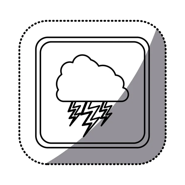 Etiket bulutu Lightning'ler ile ile tek renkli kare çerçeve — Stok Vektör
