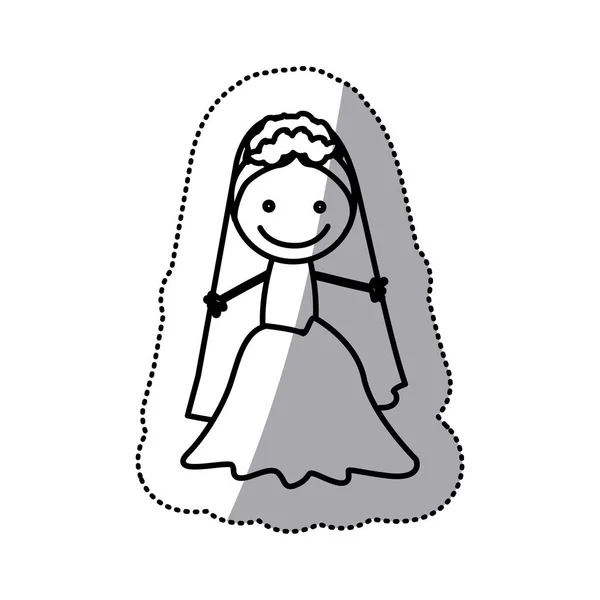 Gambar tangan siluet stiker dengan pengantin - Stok Vektor