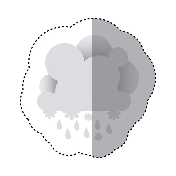 Кольорова наклейка з кумулом хмар з дощем — стоковий вектор