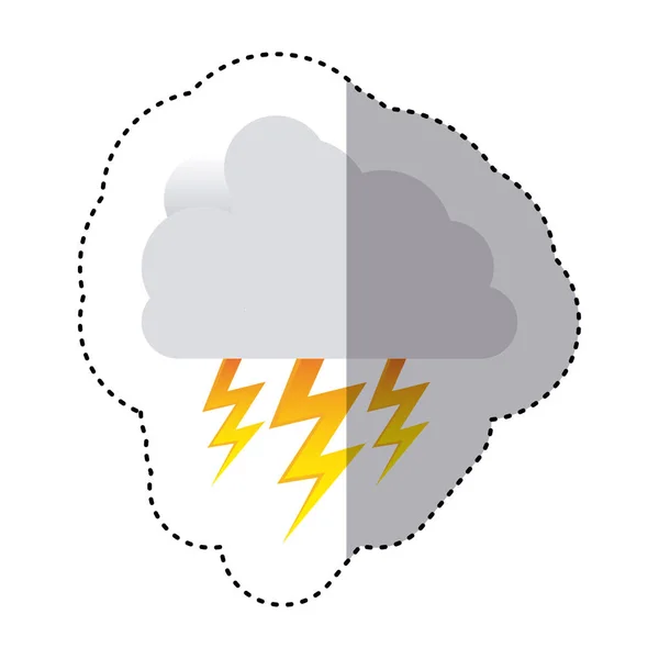 Цветовая наклейка облака с молниями — стоковый вектор