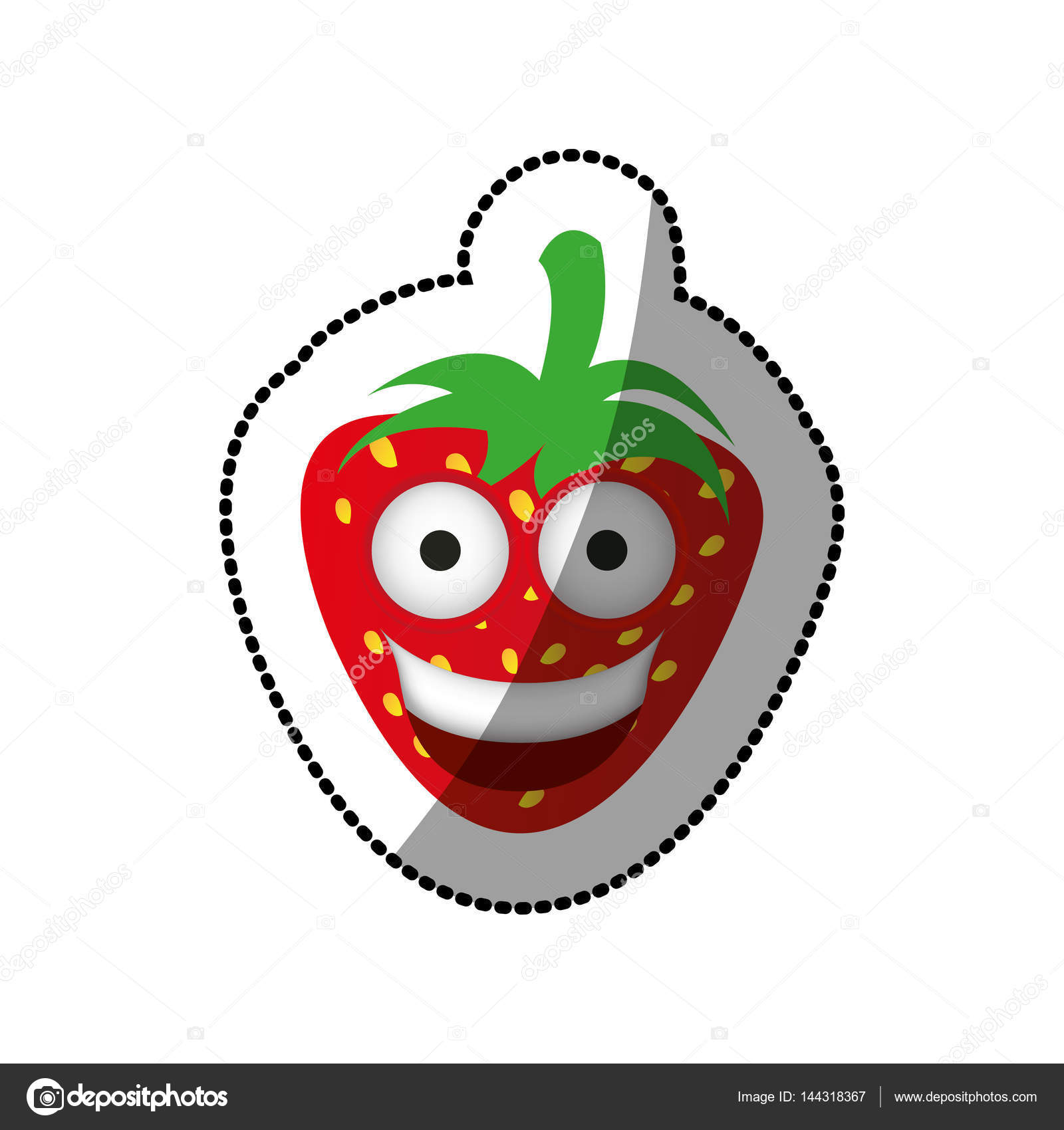 Icona felice frutta fragola kawaii di colore disegno di illustrazione vettoriale — Vettoriali di grgroupstock