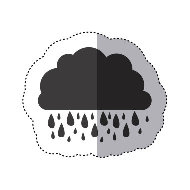 gri siluet etiket bulut ile yağmur