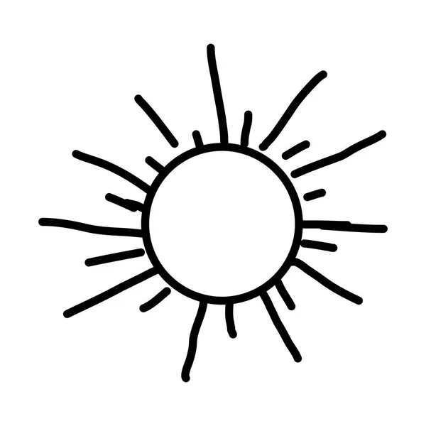 Contour monochrome avec soleil dessiné à la main gros plan — Image vectorielle