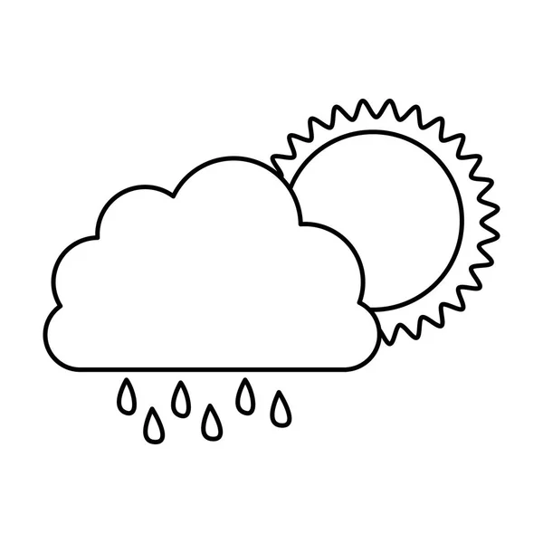 Monochrome Wolkenkontur mit Regen und Sonne — Stockvektor