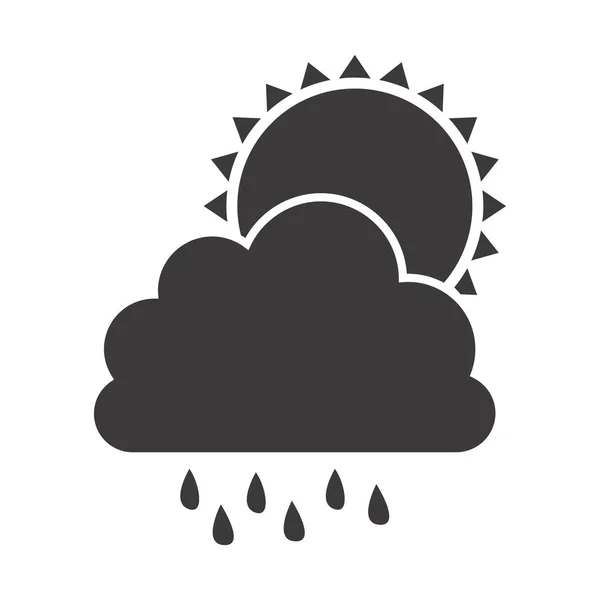 Silhueta cinzenta de nuvem com chuva e sol —  Vetores de Stock