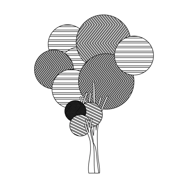 Silhueta monocromática planta de árvore alta com linhas abstratas — Vetor de Stock