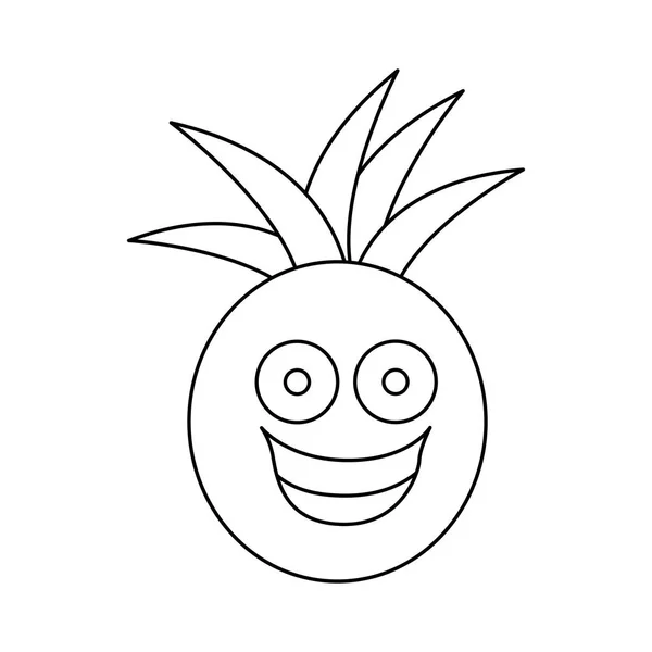 Gelukkig ananas-pictogram van de figuur kawaii-fruit — Stockvector