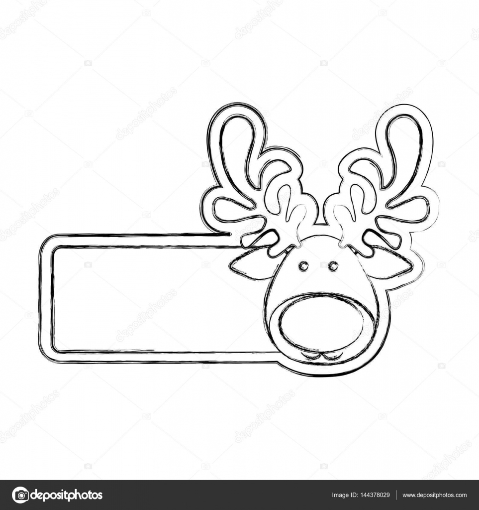 banner vaga sagoma con animale di Natale renna viso — Vettoriali Stock © grgroupstock 144378029