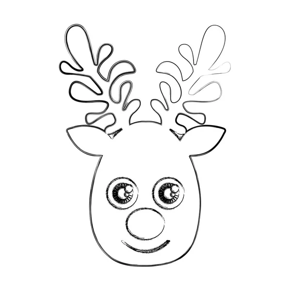 Sziluettjét homályos aranyos arca rénszarvas állat — Stock Vector