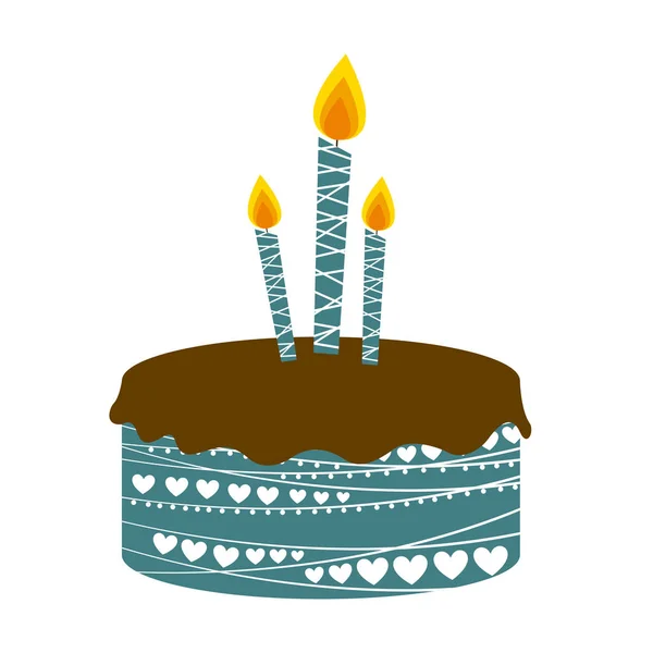 Барвистий малюнок торт на день народження зі свічками — стоковий вектор