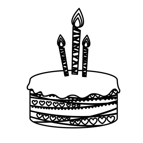 Tort urodzinowy zdjęcie sylwetki ze świecami — Wektor stockowy
