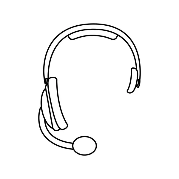 Sziluettjét fejhallgató kommunikációs ikon vázlat — Stock Vector